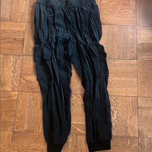 Alice + Olivia Black Track Pants with Tapered Ankle